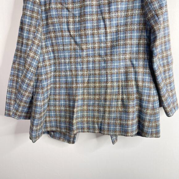 Vintage Pendleton Womens 12 Blue Brown Plaid Blazer Jacket Pure Virgin Wool - Picture 9 of 9